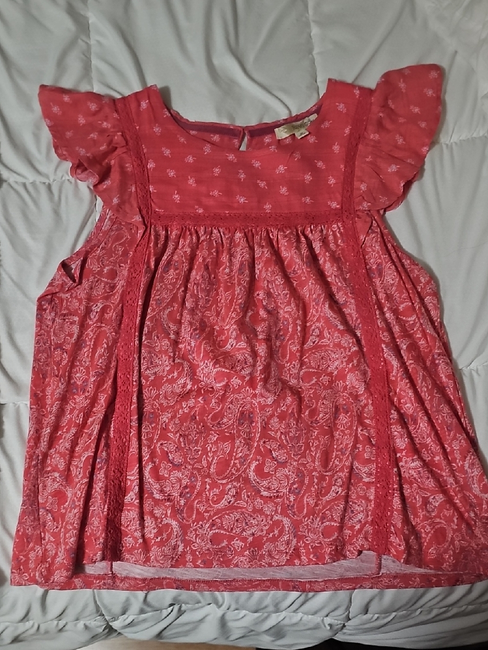 Rewind Coral Paisley Flutter Tank Top